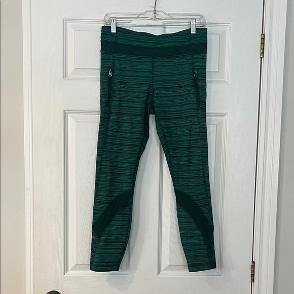 lululemon athletica Pants - Lululemon Athletica Green Striped Leggings